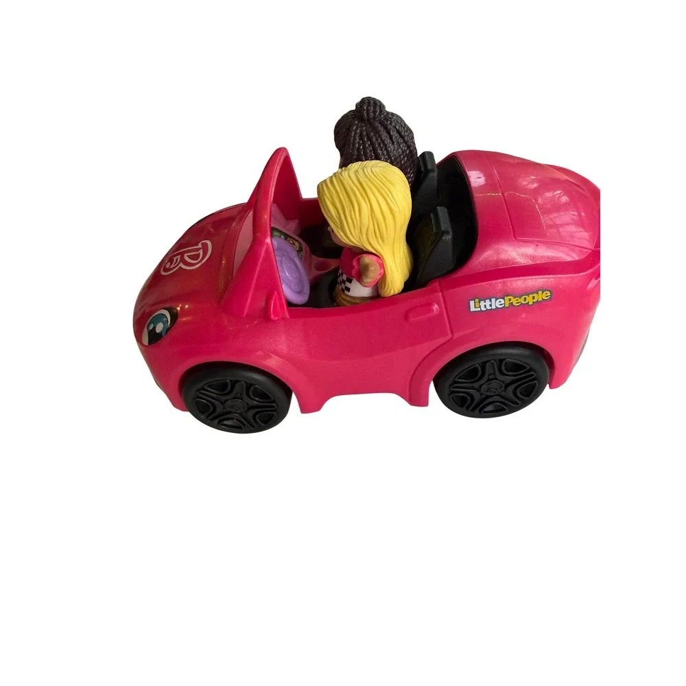 Fisher Price Little People Barbie Beach Cruiser‎ Pink Convertible Car 2 Figures